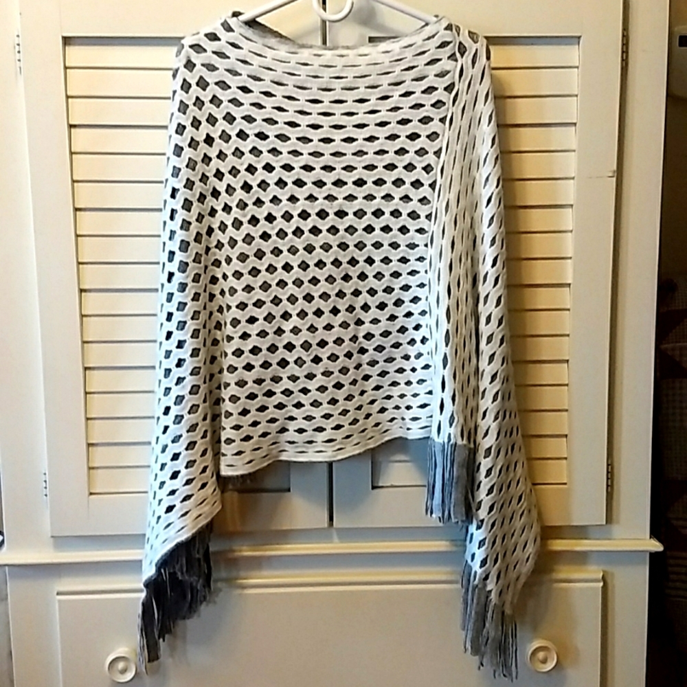J Francis poncho sweater with fringe OS
